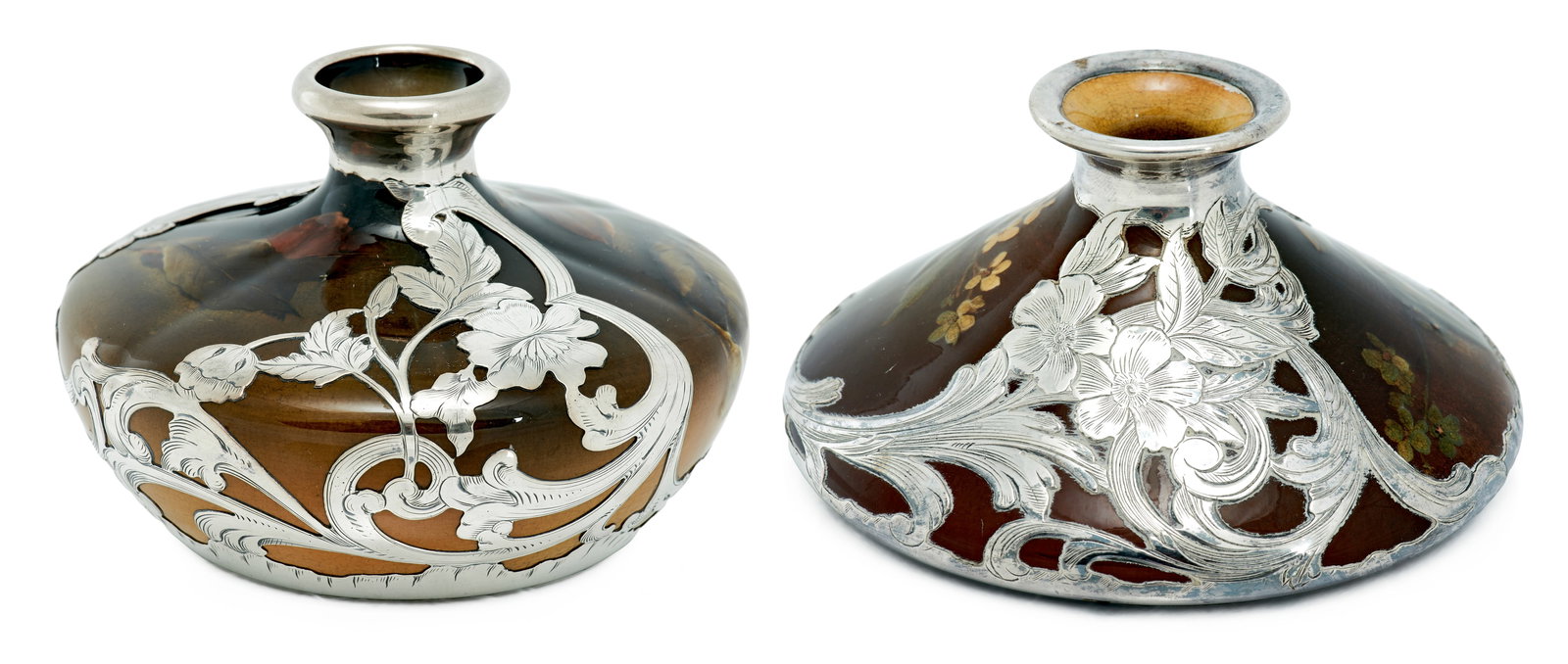 Rookwood Pottery by Carrie Steinle silver overlay vase with a Rookwood Pottery by O.G. Reed silver (1 of 11)