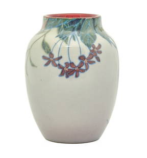 Rookwood Pottery by Kataro Shirayamadani vase: Rookwood Pottery by Kataro ShirayamadanivaseCincinnati, OH glazed ceramic artist signed, dated 1924, numbered 4.5"h x 3.25"dia