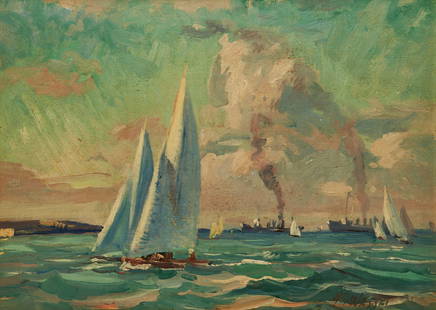 Herman Henry Wessel (American, 1878-1969): Herman Henry Wessel (American, 1878-1969)SailboatsCincinnati oil on board