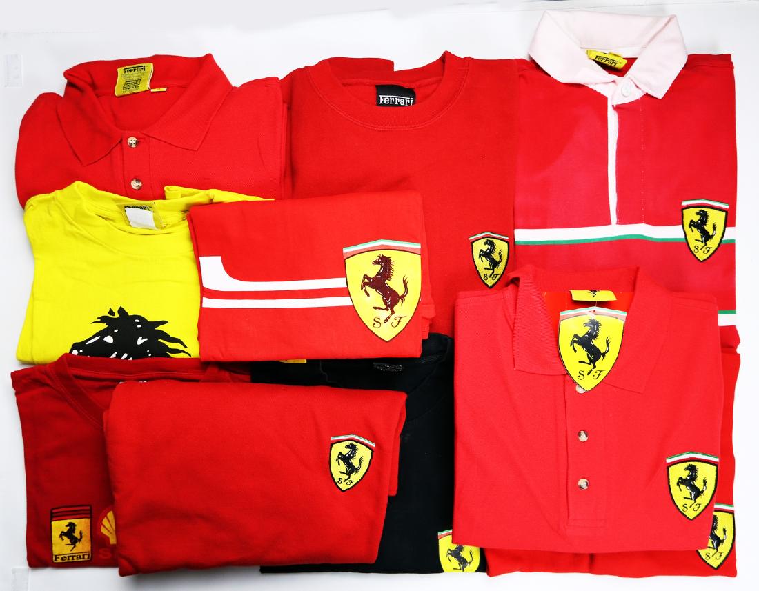 Ferrari 10-pieces clothing: T-shirt, polo, sweater etc., different sizes