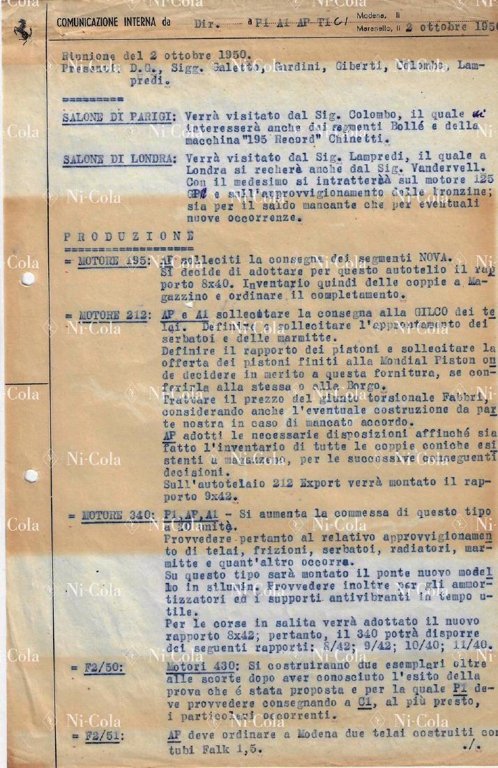 Ferrari Comunicazione Interna 2nd October 1950 (1 of 2)