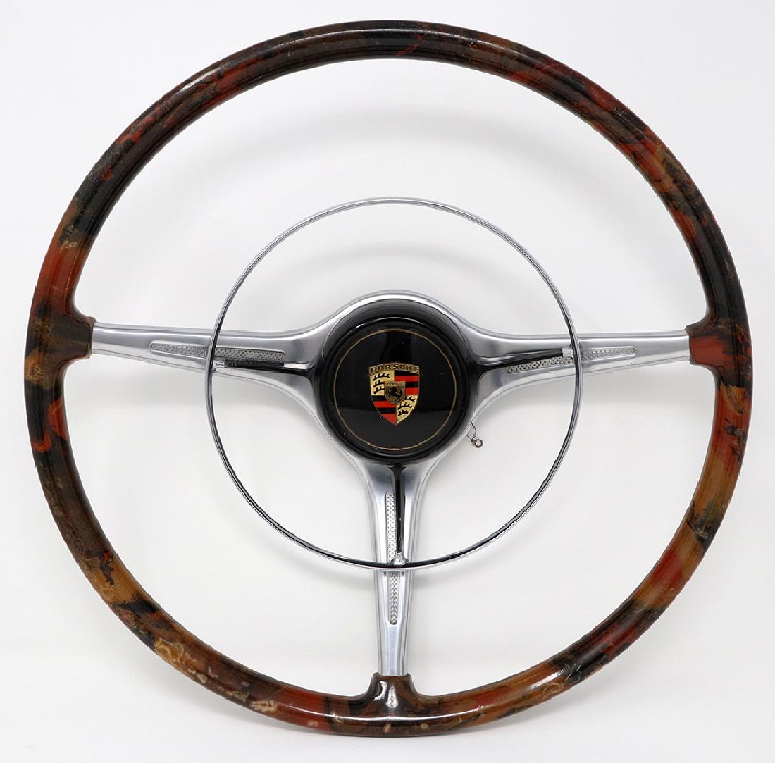 Porsche VDM prototypes steering wheel for Porsche 356 B: NOS with storage marks, with amber steering wheel rim, diameter: 42cm