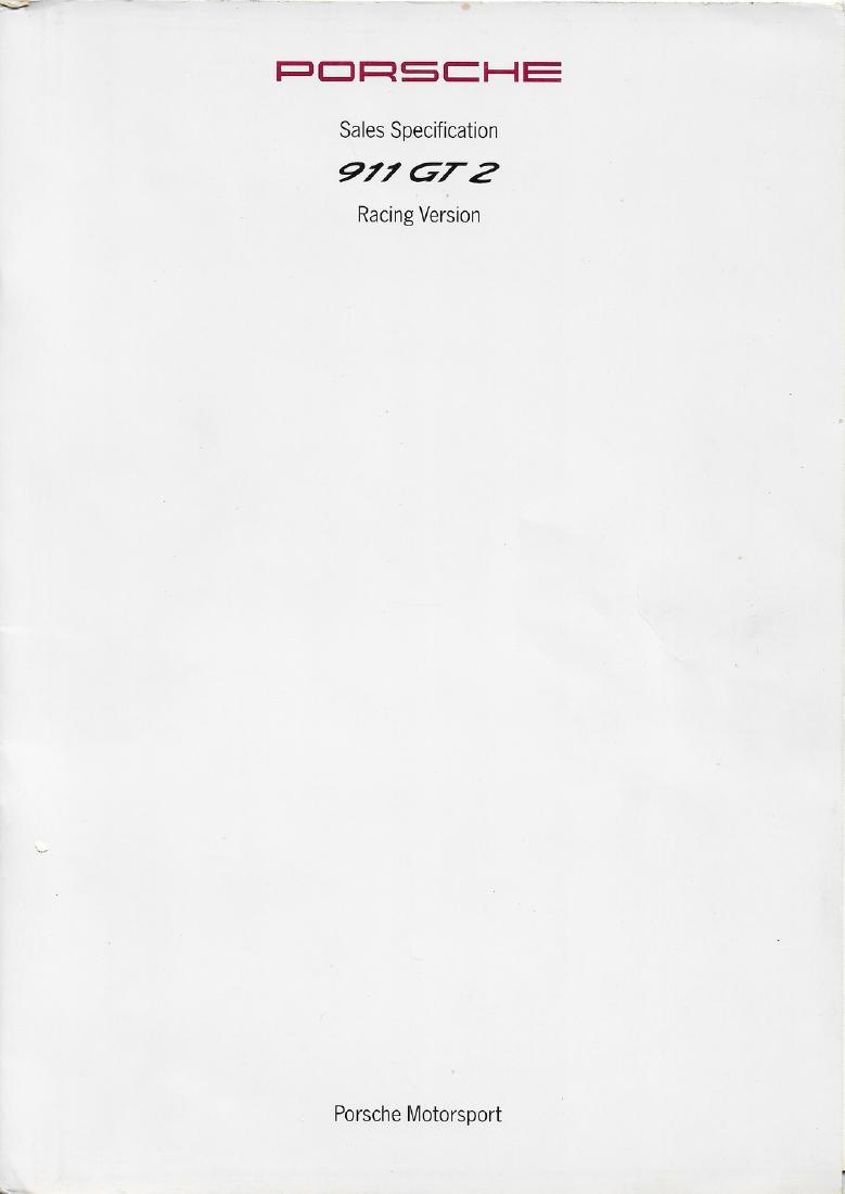 Porsche Sales specification 911 GT 2 racing version (1 of 1)