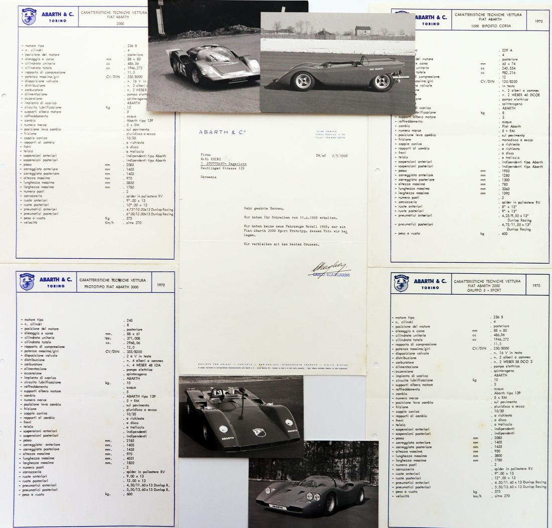 Abarth 4 technical data sheets and 4 original B/W (1 of 1)