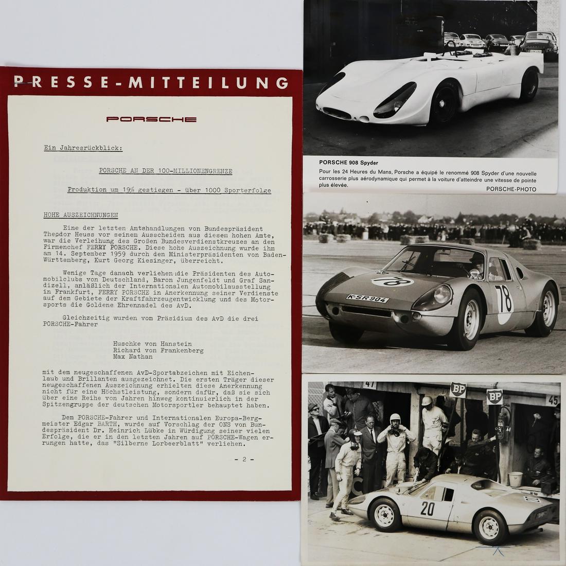 Porsche 3 Original B/W press photos type 908 Spyder and (1 of 1)