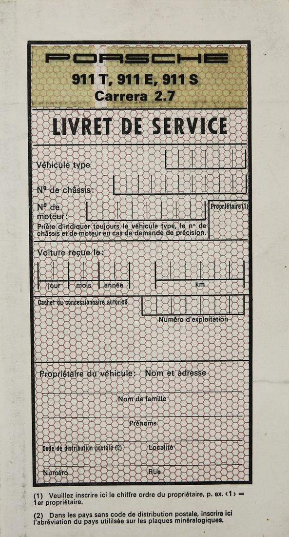 Porsche Service pass type 911 T, 911 E, 911 S, Carerra (1 of 1)