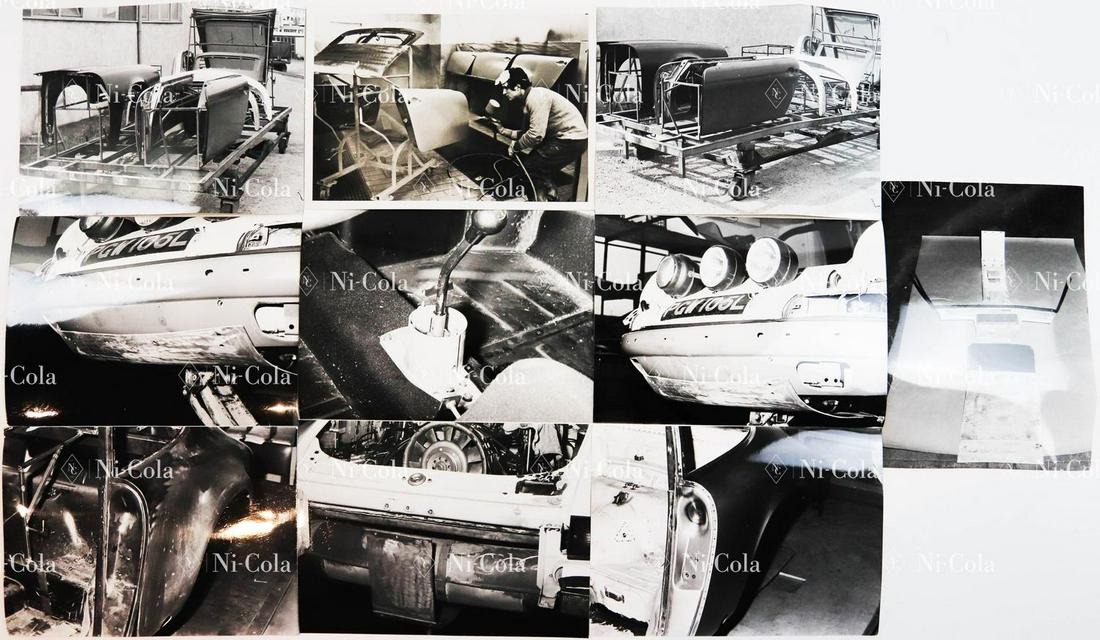 Porsche 10 original B/W factory photos production of: 17 x 12 cm