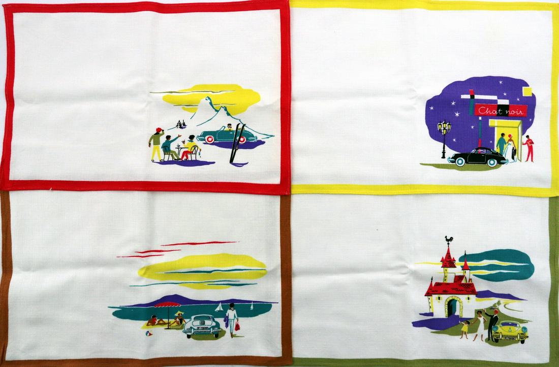 Porsche 4 tea towels / cloth with Porsche motifs from: 27 x 41 cm
