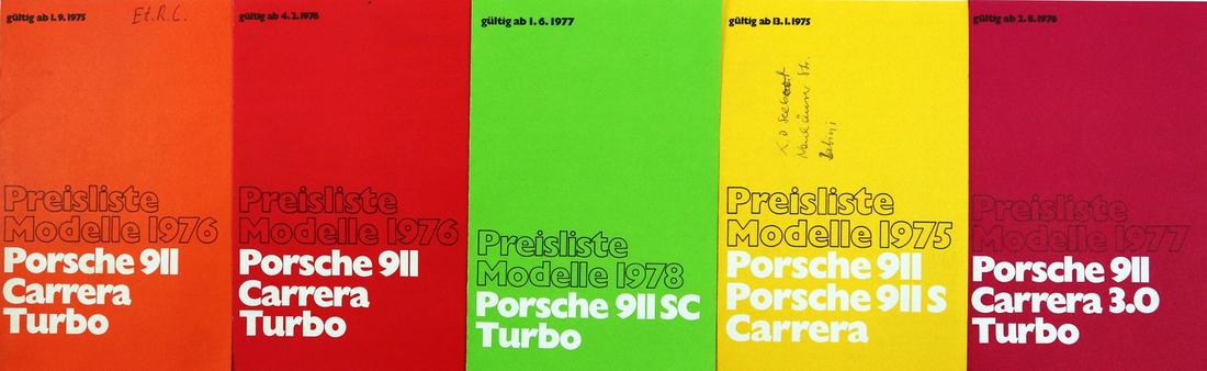 Porsche 5 price lists from 1975-1978 (1 of 1)