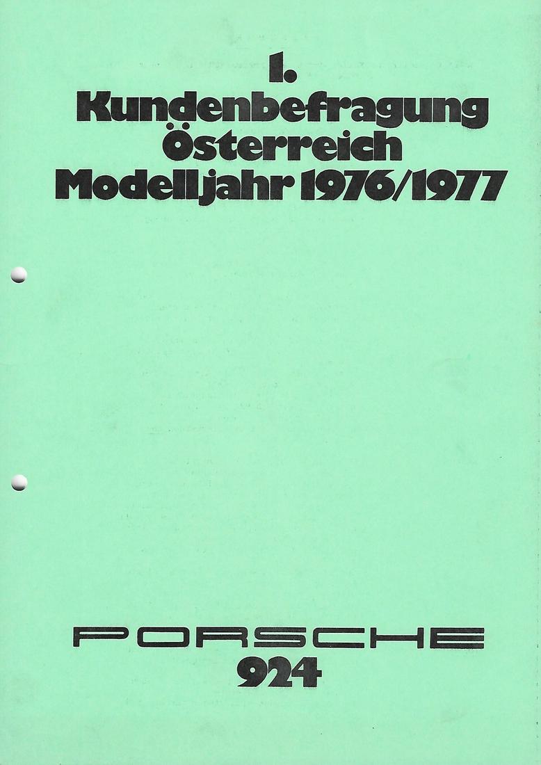 Porsche Internal documents customer survey (1 of 2)