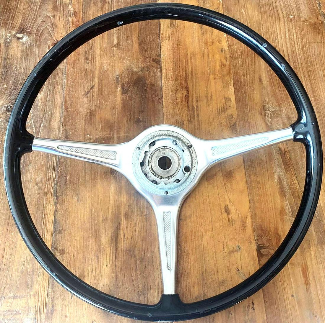 Porsche Original VDM three spoke steering wheel for: Diameter: 42 cm, used