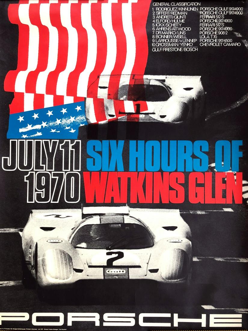 Porsche Poster 'Six Hours Watkins Glen' from 1970 (1 of 1)