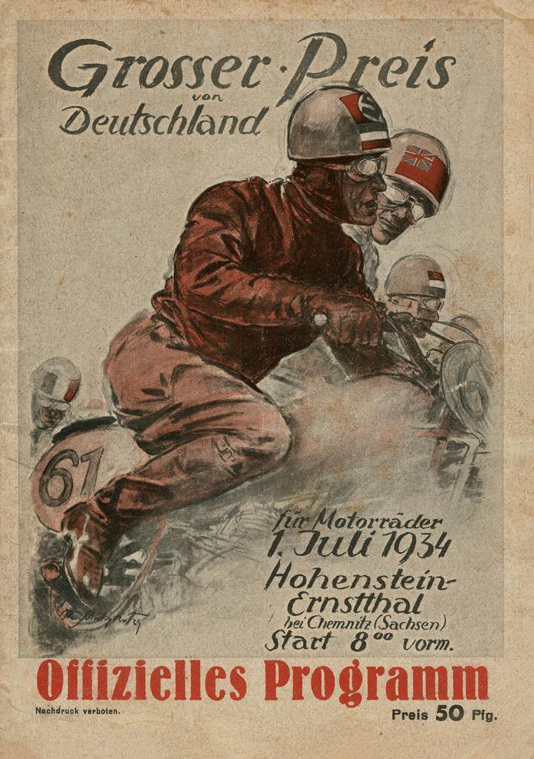 Rennprogramm 'Grosser Preis von Deutschland 1934' for: Rare