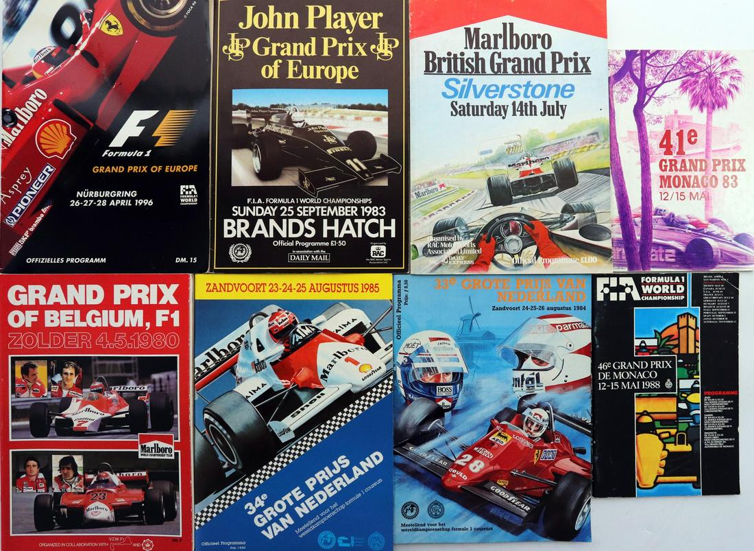 Rennprogramm 8 racing programs 70s - 90s: E.g. Monaco GP 1983 / 1988, GP Netherlands 1984 and 1985, etc