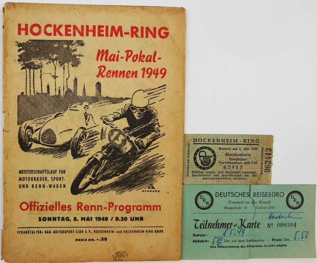 Rennprogramm Hockenheim-Ring May Cup Race 1949: With participant card and admission ticket, German, 32 pages