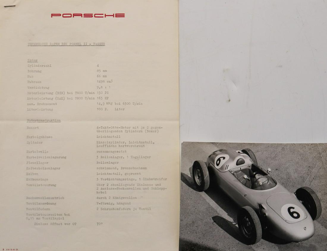 Porsche 3 pages Technical data of the Formula II car (1 of 1)