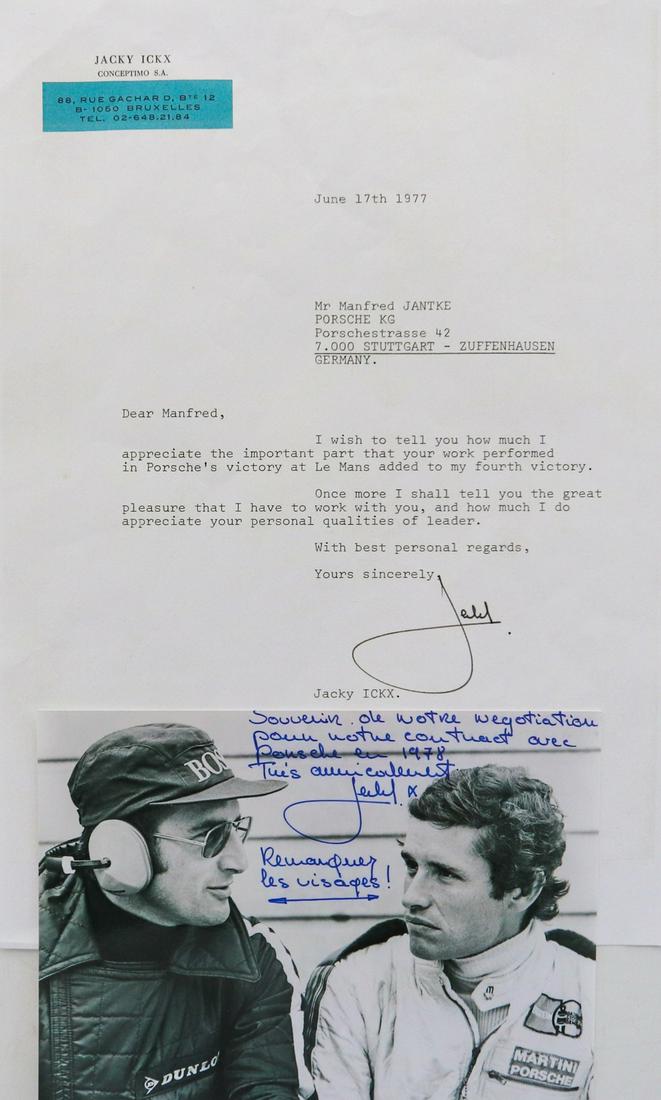 Porsche Autographed personal letter from Jacky Ickx to (1 of 1)