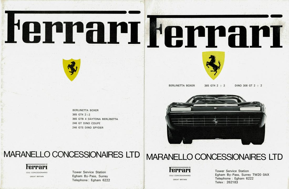 Ferrari Brochure of Maranello Concessionaires 70s (1 of 1)