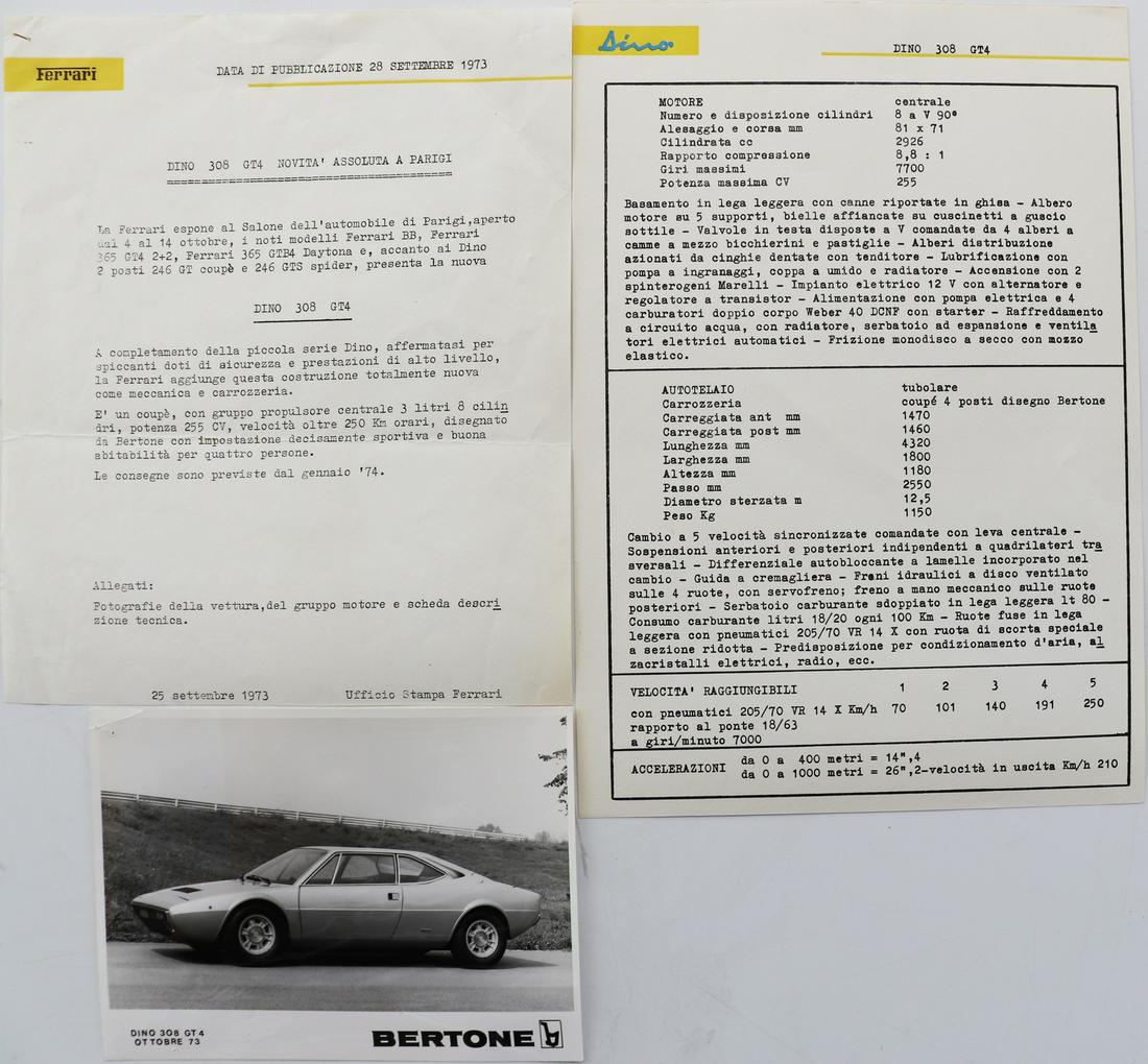 Ferrari Press release 'Dino 308 GT4 1973' (1 of 1)