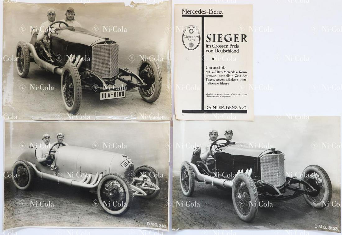 Mercedes-Benz 3 original archive photos / factory press: Among it Christian Werner in a 2 liter Mercedes racing car winner of the Targa Florio 120 HP from 1924, Otto Salzer in the Indianapolis racing car from 1923, and Lautenschlager in a Mercedes racing ca