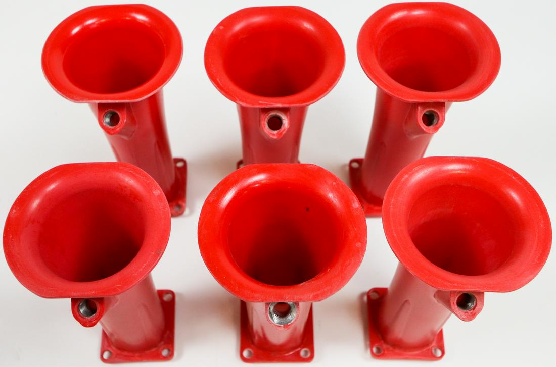 Porsche 6 intake trumpet for 911 race engines: Diameter: 44 mm and 99 mm, red, plastic