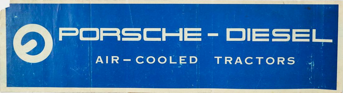 Porsche Sticker 'Porsche-Diesel Air-Cooled Tractors': Approx. 12 x 46 cm, with small flaw upper left corner