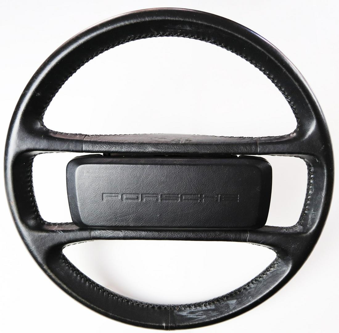 Porsche Leather steering wheel with horn button for: Part number: 928.347.084.02 (04 Verl.), diameter: 38 cm