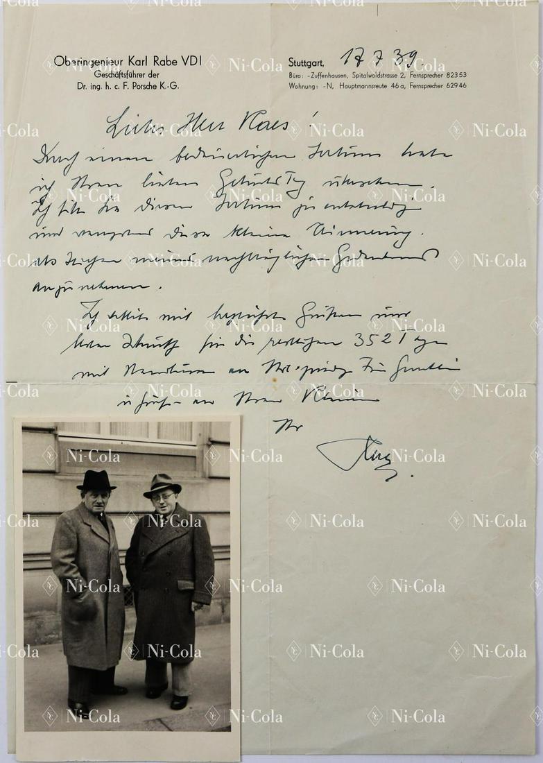 Porsche Original b/w photo Karl Rabe with Prof. Dr. (1 of 1)