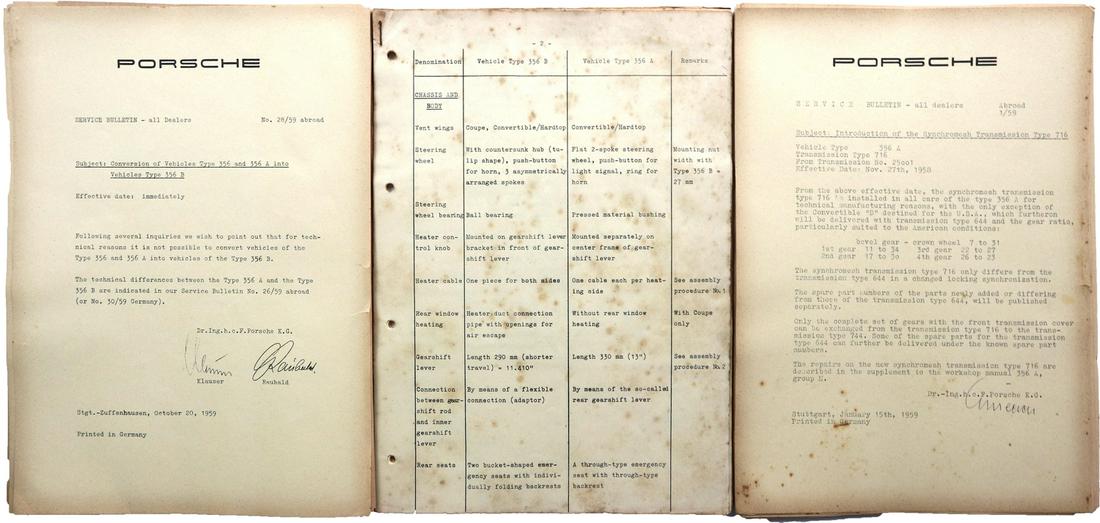 Porsche Service Bulletin year 1959 No. 1-50 (1 of 1)