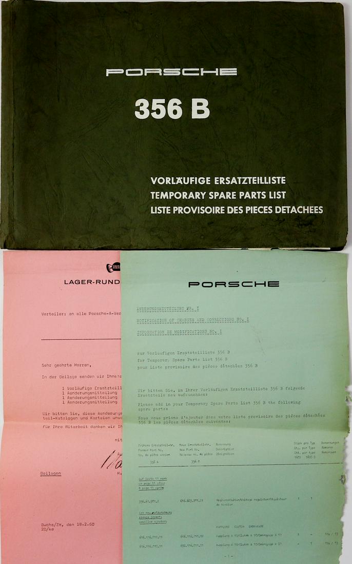 Porsche Provisional spare parts list type 356 B issue (1 of 2)