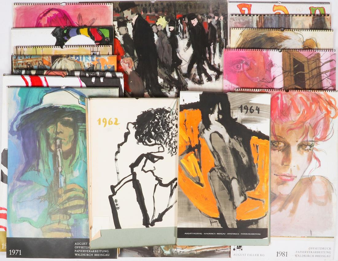 Kunstdruck 15 calendars with fashion drawings by Gerd (1 of 1)