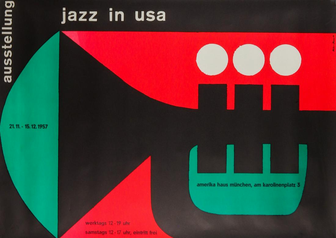 Poster Exhibition poster 'Jazz in USA' from 1957 (1 of 1)