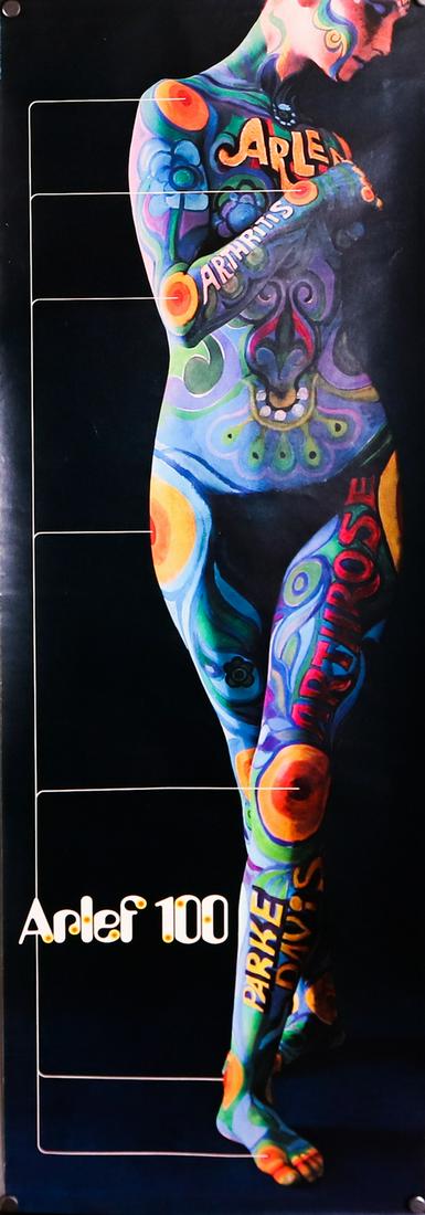 Poster Art poster 'Arlef 100' from the 60s / 70s: Olaf Leu, motif: Woman, with poster mouldings, approx. 143 x 43 cm