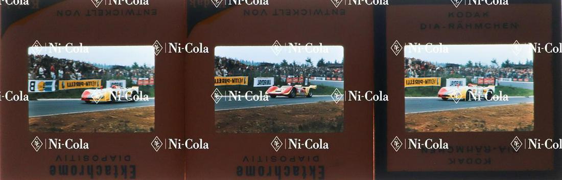 Porsche 3 original color negatives 1000 km race 1970: Porsche 908/02 Larrousse / Marko, 906 Spyder Fischhaber / Schmid, 4 x 2.5 cm, professional quality