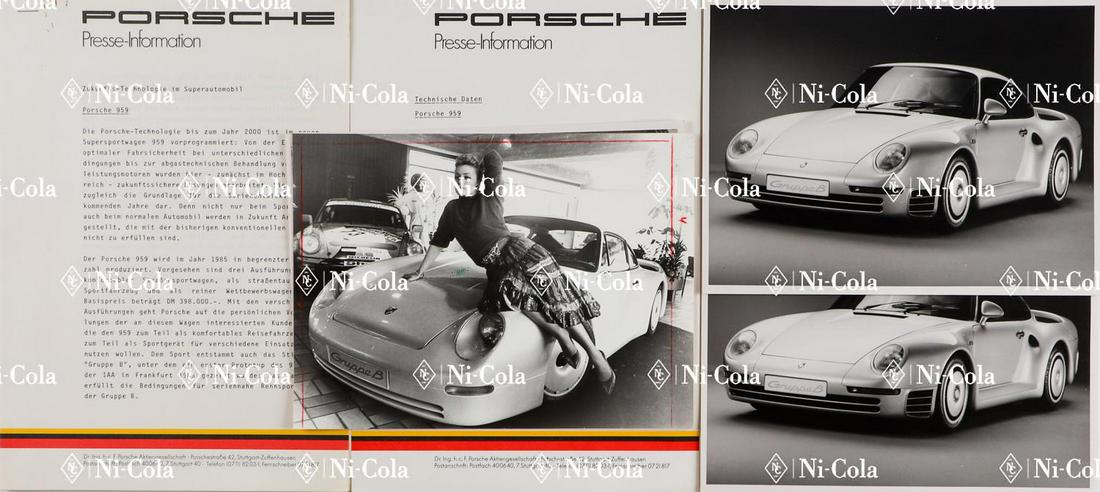 Porsche 5 original b/w press photos and 5 pages press (1 of 1)