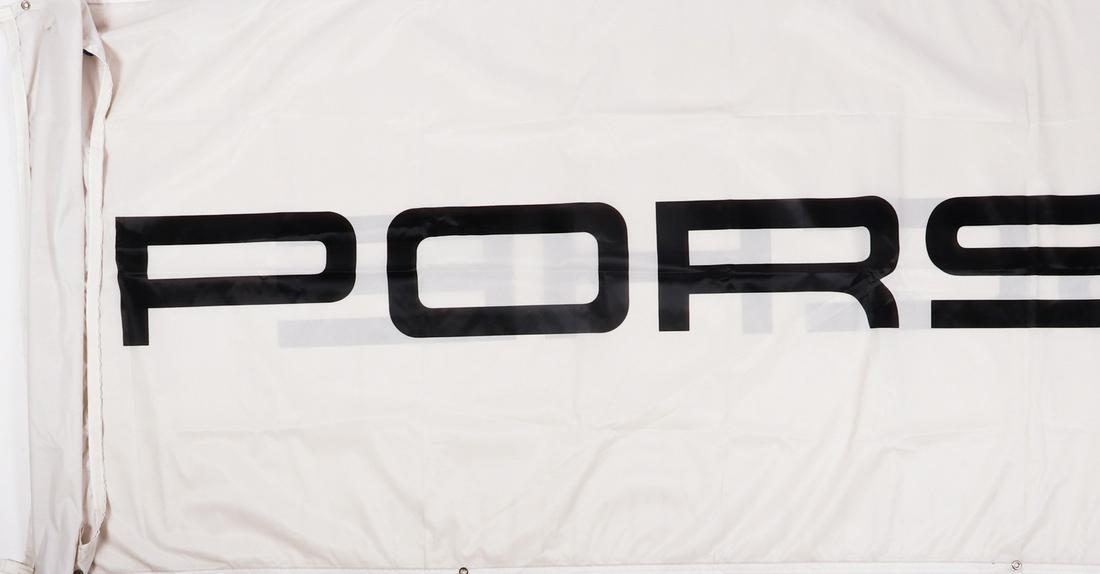 Porsche Flag 'Porsche' from the 90s: Approx. 380 x 93 cm, with eyebolts