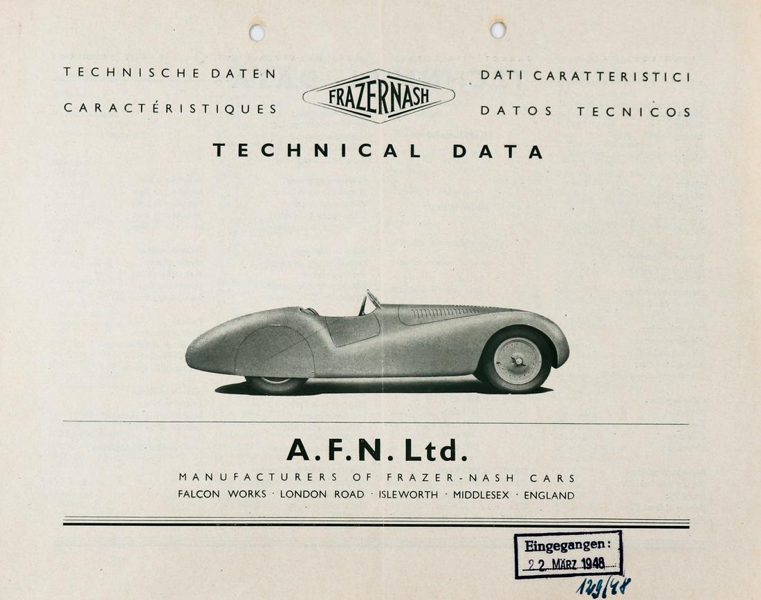 FRAZER NASH Sales brochure BMW 328 BÃ¼gelfalte from 1948 (1 of 1)