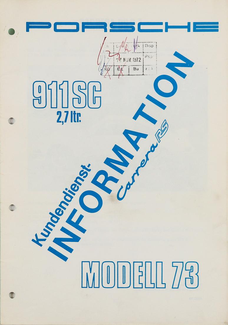 Porsche Customer Service Information Carrera RS Model 73 (1 of 1)
