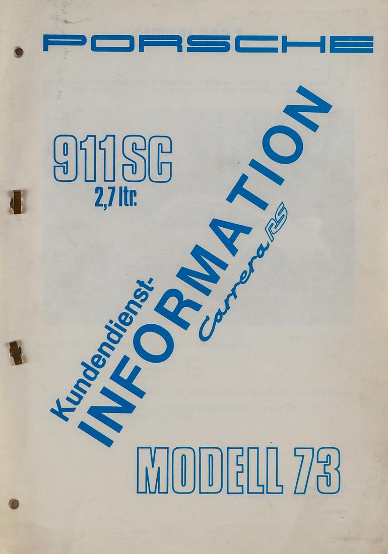 Porsche Customer service information type 911 Carrera 2.7 R (1 of 1)