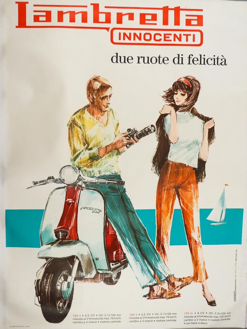 Lambretta Large-size advertising poster 'due ruote di felic (1 of 1)