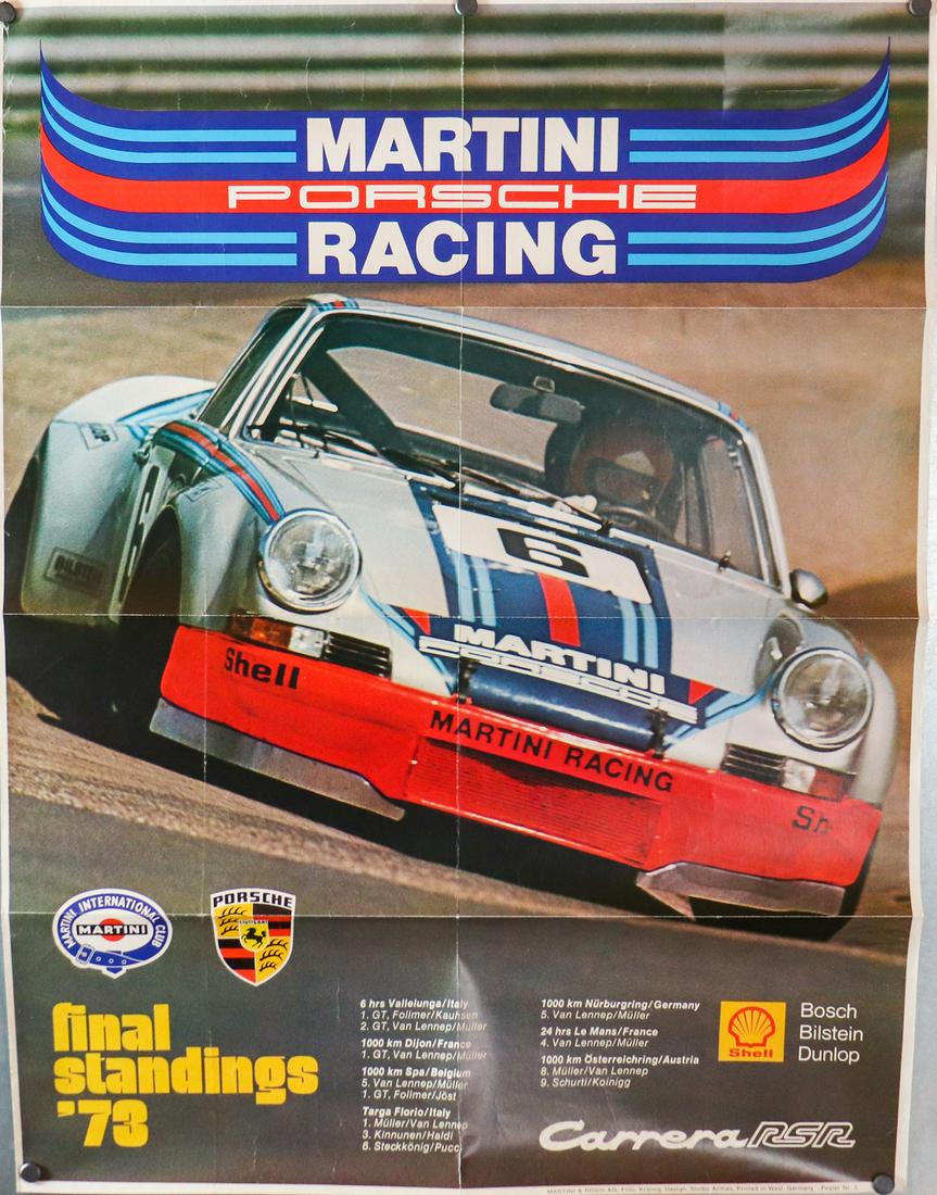 Porsche Poster 'Martini Porsche Racing-Final Standings '73': Design: Studio Anthes, 101 x 76 cm, with folds