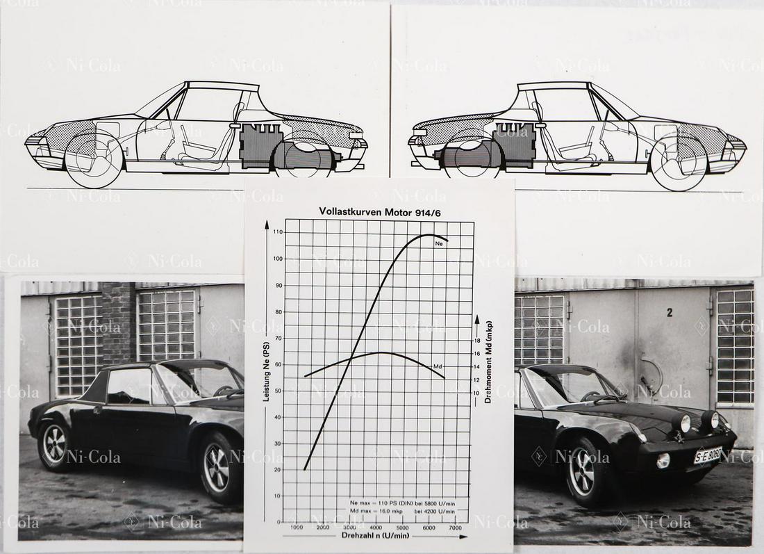 Porsche 5x original b/w - factory press photos type 914/6 G (1 of 1)