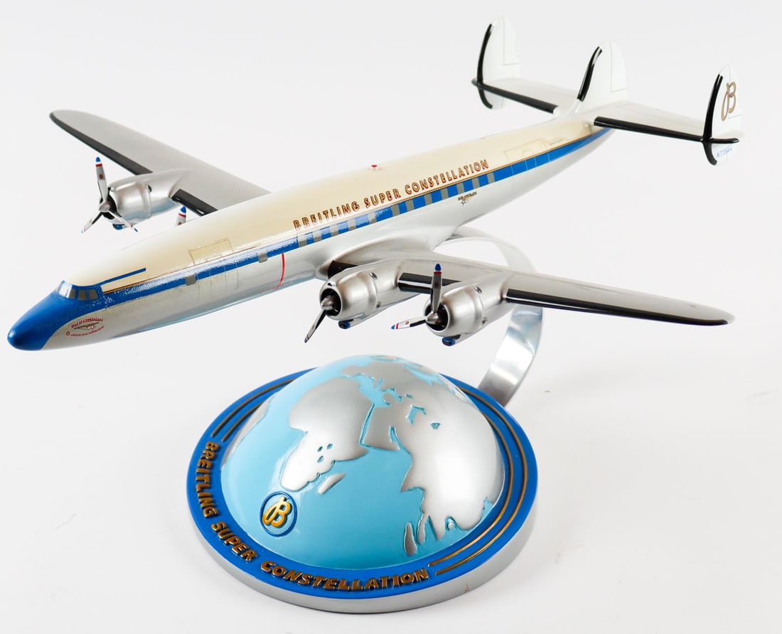 Automobilia Desk model 'Breitling Super Constellation' from: Breitling advertising, 2 propellers damaged, approx. 50 x 50 x 30 cm