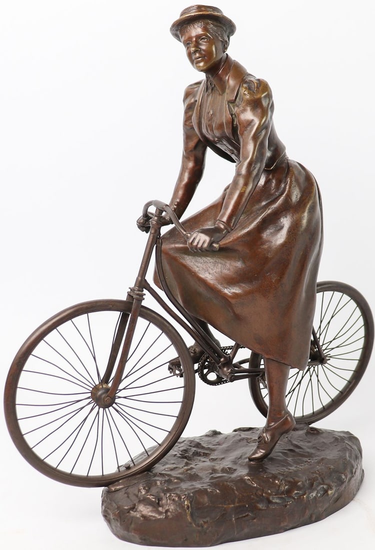 Automobilia Bronze sculpture of a female cyclist around 192 (1 of 2)