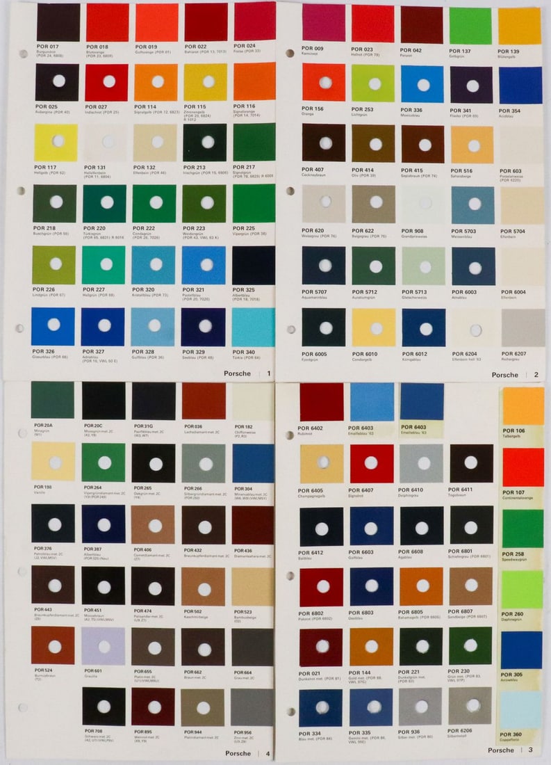Porsche 4 Max Meyer color charts with 118 paint colors from (1 of 1)