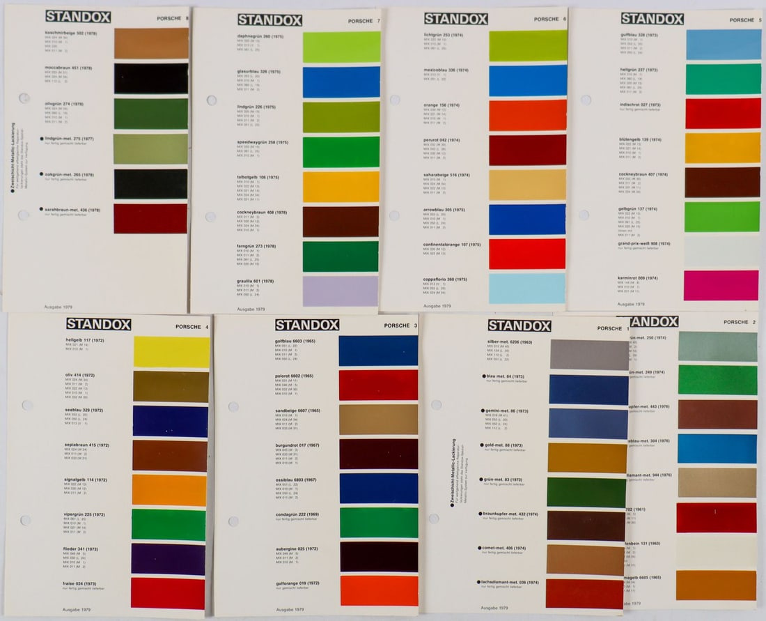 Porsche 8x Standox color chart from 1963 - 1978 (1 of 1)