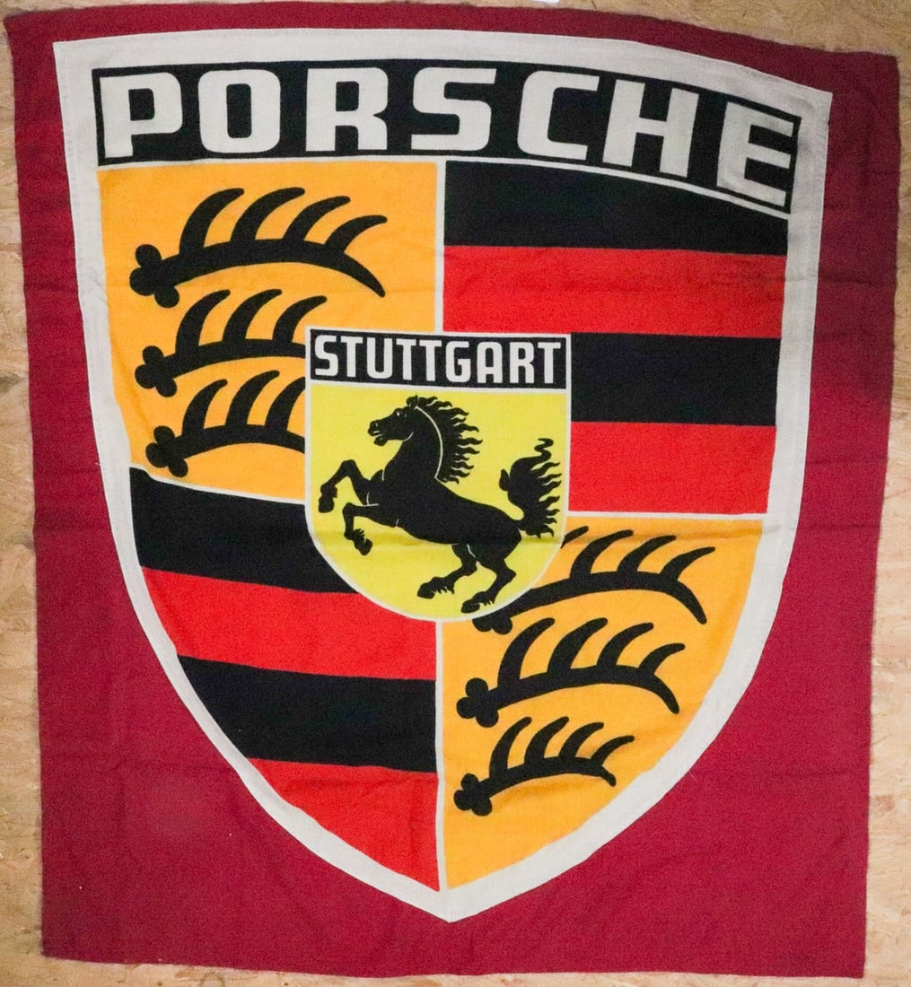 Porsche Porsche advertising banner from the racing departme: Flag herald 130 x 115 cm, very decorative
