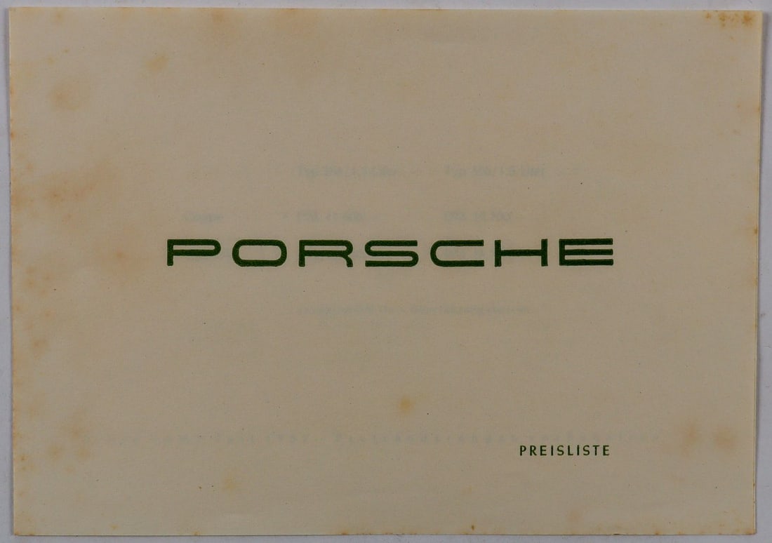 Porsche Price list for type 356 1.3 and 1.5 litres from app (1 of 2)