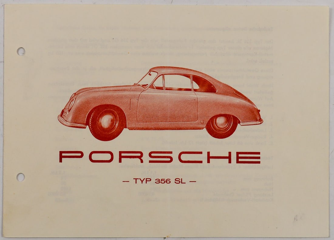 Porsche Brochure type 356SL (Super Leicht) Gmünd Coupe raci (1 of 2)