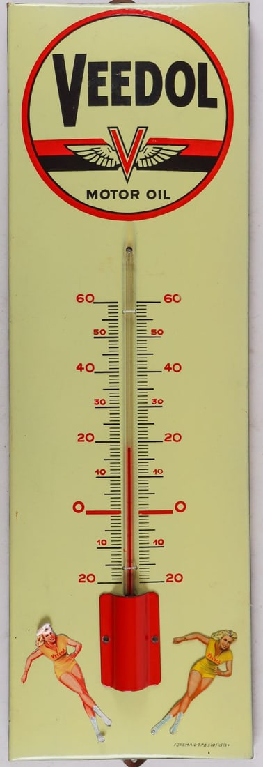 Automobilia Enamel sign / Thermometer 'Veedol Motor Oil' fr (1 of 2)
